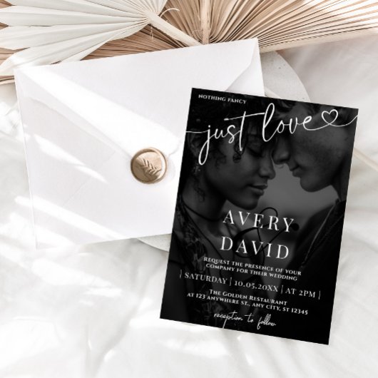 Ik hou van minimalistische trouwfoto kaart