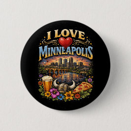 Ik hou van Minneapolis Ronde Button 5,7 Cm