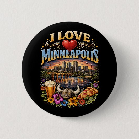 Ik hou van Minneapolis Ronde Button 5,7 Cm (Voorkant)