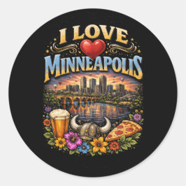 Ik hou van Minneapolis Ronde Sticker