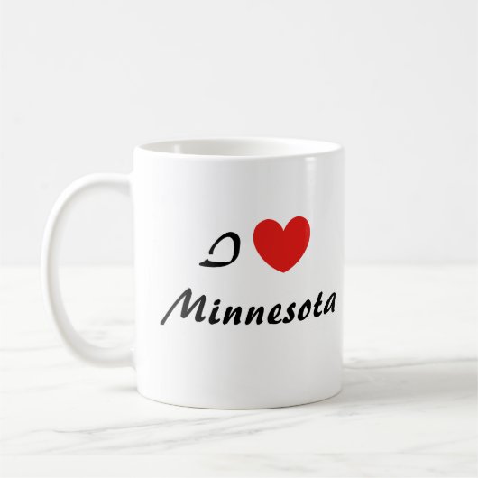 Ik hou van Minnesota Heart Typography Coffee Mok (Links)