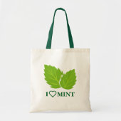Ik hou van mint tas met groen kruidenblad logo (Voorkant)
