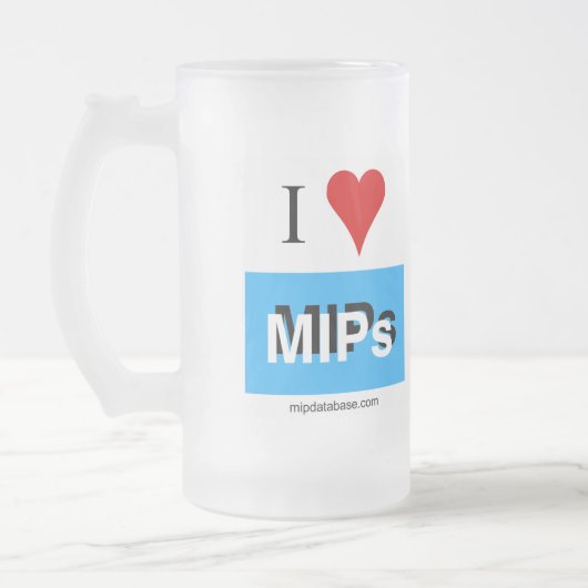 Ik hou van MIP's 3 mok van gefronst glas (Links)