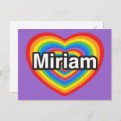 Ik hou van Miriam. Ik hou van je Miriam. Hart Briefkaart (Voorkant / Achterkant)
