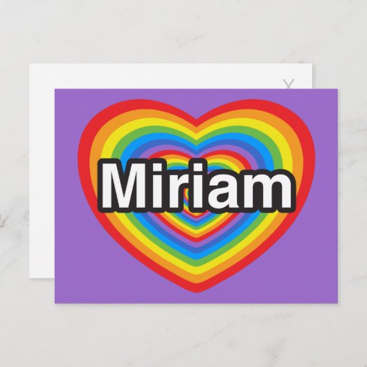Ik hou van Miriam. Ik hou van je Miriam. Hart Briefkaart (Voorkant / Achterkant)