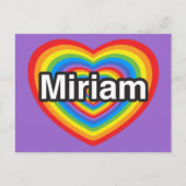 Ik hou van Miriam. Ik hou van je Miriam. Hart Briefkaart (Voorkant)