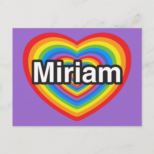 Ik hou van Miriam. Ik hou van je Miriam. Hart Briefkaart (Voorkant)