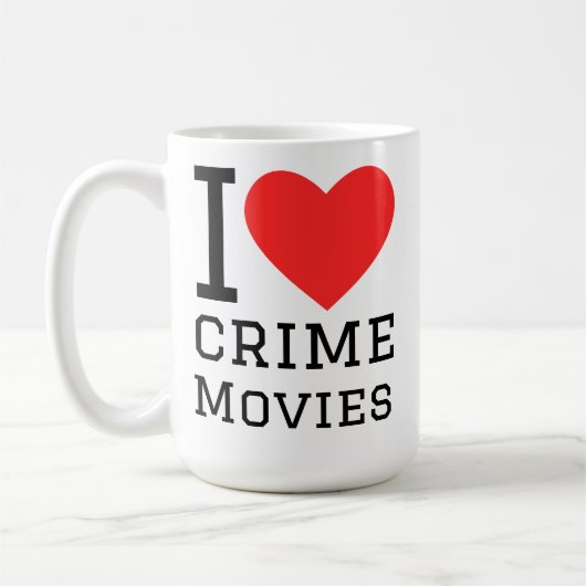 Ik hou van misdaadfilms koffiemok (Links)