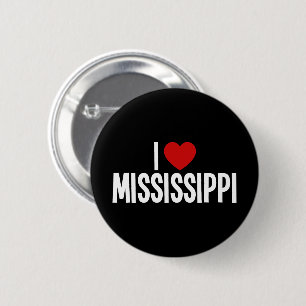 Ik hou van Mississippi • I Heart Mississippi Rond Ronde Button 5,7 Cm