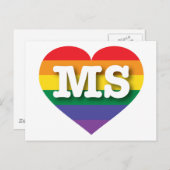 Ik hou van Mississippi Rainbow Heart Briefkaart (Voorkant / Achterkant)