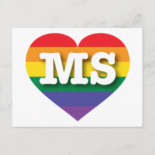 Ik hou van Mississippi Rainbow Heart Briefkaart