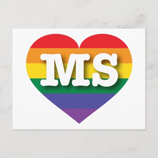 Ik hou van Mississippi Rainbow Heart Briefkaart (Voorkant)