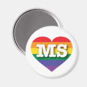 Ik hou van Mississippi Rainbow Heart Magneet (Voorkant / Achterkant)