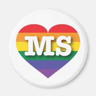Ik hou van Mississippi Rainbow Heart Magneet