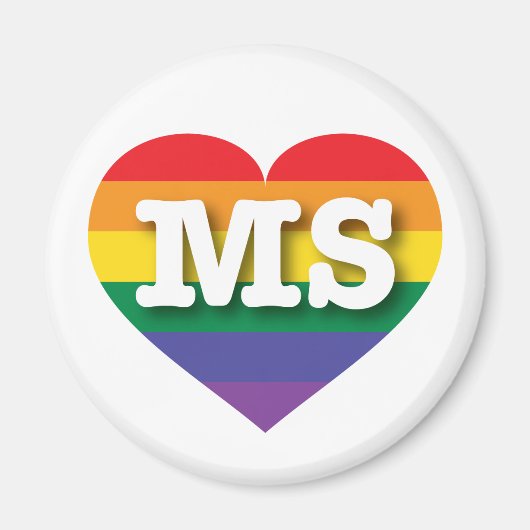 Ik hou van Mississippi Rainbow Heart Magneet (Voorkant)