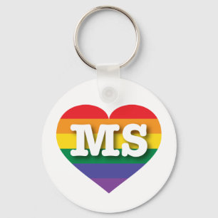 Ik hou van Mississippi Rainbow Heart Sleutelhanger