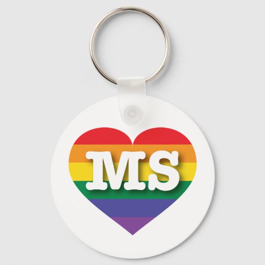 Ik hou van Mississippi Rainbow Heart Sleutelhanger (Voorkant)