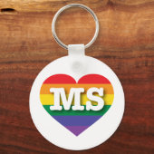Ik hou van Mississippi Rainbow Heart Sleutelhanger (Voorkant)