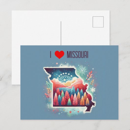 Ik hou van Missouri Kerstwinter Briefkaart (Voorkant / Achterkant)