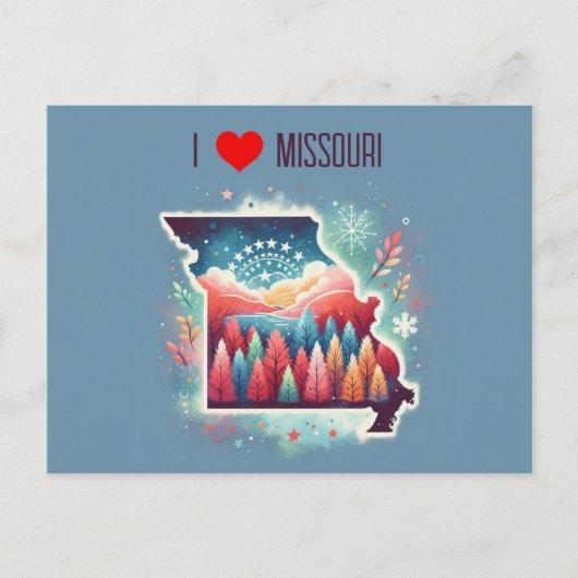 Ik hou van Missouri Kerstwinter Briefkaart (Voorkant)