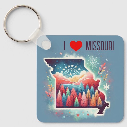 Ik hou van Missouri Kerstwinter Sleutelhanger (Voorkant)