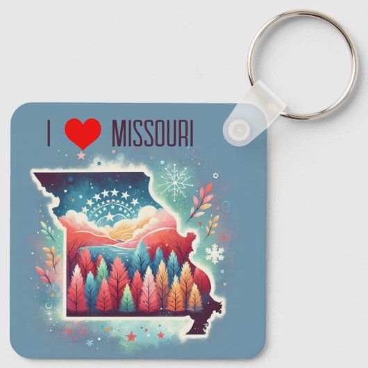 Ik hou van Missouri Kerstwinter Sleutelhanger (Achterkant)