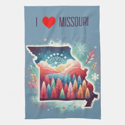 Ik hou van Missouri Kerstwinter Theedoek (Verticaal)