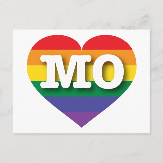Ik hou van Missouri Rainbow Heart Briefkaart (Voorkant)