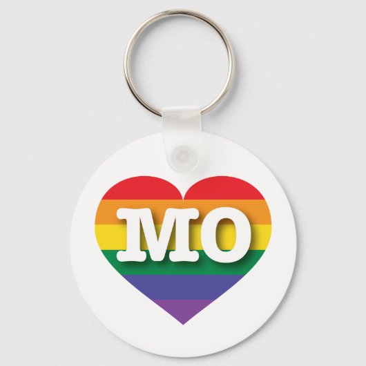Ik hou van Missouri Rainbow Heart Sleutelhanger (Voorkant)