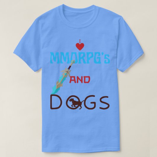 Ik hou van mmorpgs en honden t-shirt (Design voorkant)