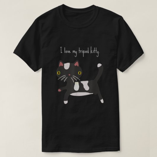 Ik hou van m'n driepijpige kat.. t-shirt (Design voorkant)