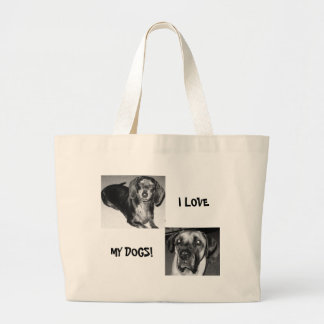 Ik hou van m'n honden. grote tote bag