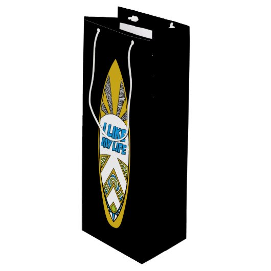 Ik hou van m'n leven surfbordtas wijn cadeautas (Voorkant Gekanteld)