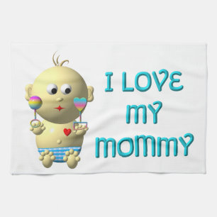 Ik hou van m'n mammie Baby met hart en staart Theedoek