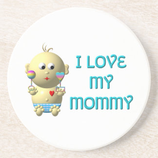 Ik hou van m'n mammie Baby met hart en staart Zandsteen Onderzetter