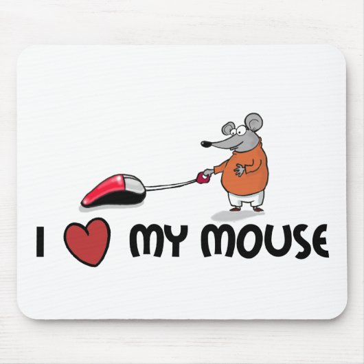 Ik hou van m'n muis met een mousepad muismat (Voorkant)