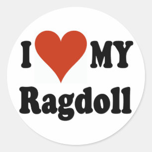 Ik hou van m'n ragdoll-kat-koopwaar ronde sticker