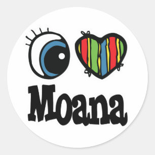 Ik hou van Moana Ronde Sticker