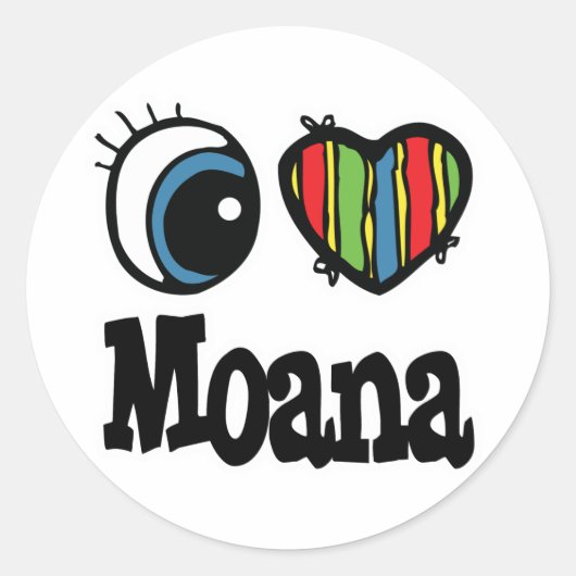 Ik hou van Moana Ronde Sticker (Voorkant)