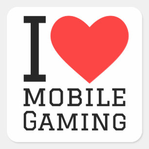 Ik hou van mobiel gamen vierkante sticker
