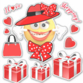 Ik hou van Mode Emoji voor winkelen glimlachen Sticker (Voorkant)