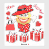 Ik hou van Mode Emoji voor winkelen glimlachen Sticker (Vel)