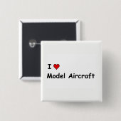 Ik hou van modelvliegtuigen vierkante button 5,1 cm (Voorkant /achterkant)