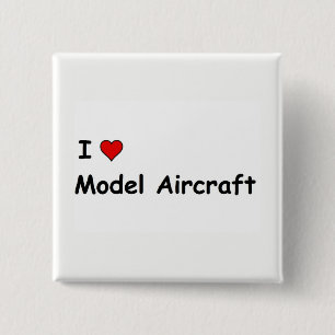 Ik hou van modelvliegtuigen vierkante button 5,1 cm