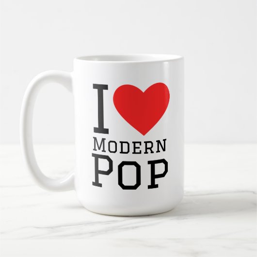 Ik hou van moderne pop vierkant sticker koffiemok (Links)