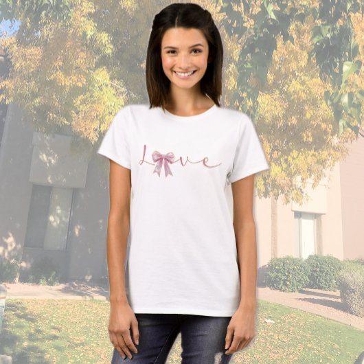 Ik hou van Moeder Roze Strik T-shirt