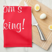 Ik hou van moeders (naam) koken rood wit theedoek (Quarter Fold)