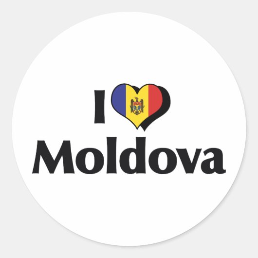 Ik hou van Moldavië vlag Ronde Sticker (Voorkant)