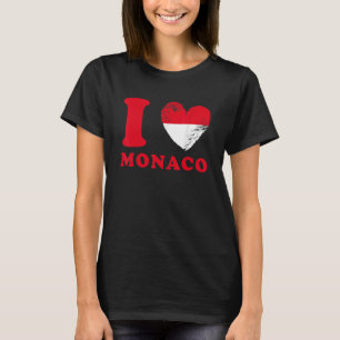 Ik hou van Monaco   Vlag in hartvorm Monaco T-shirt