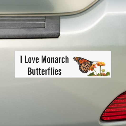 Ik hou van Monarch Butterflies Bumpersticker (Op auto)